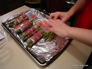 prepping asparagus 