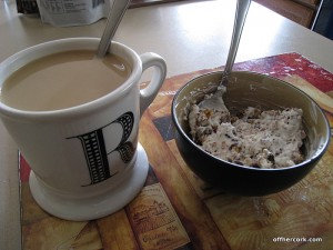 Yogurt and mug of coffee 