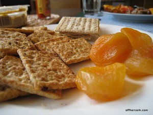 Crackers and dried apricots 