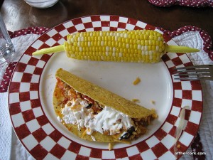 Taco and corn on the cob 