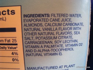 Almond milk ingredients 