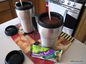 Smoothie and Odwalla bar 