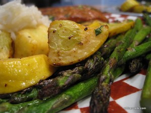 Roasted yellow squash and asparagus 