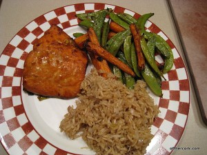 Salmon, rice, and veggies 