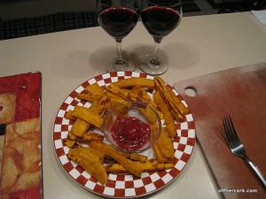 Sweet potato fries and red wine 