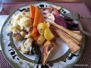 Roasted veggies and chicken
