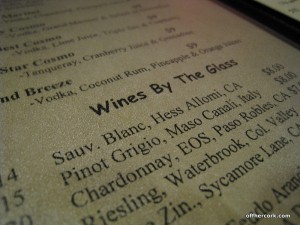 Wine menu 