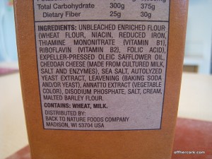 Back to Nature Cheddar Crackers Ingredient List 