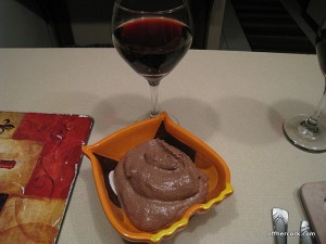 Red wine, vegan chocolate pudding 