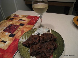 Chocolate zuccini bread and wine 