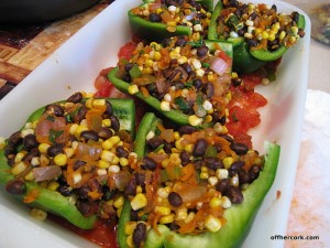 Black bean and corn stuffed peppers 