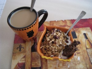 Coffee, yogurt and granola 