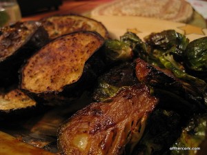 Roasted eggplant and brussel sprouts 