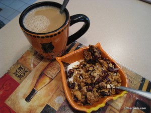 Coffee with yogurt and granola 