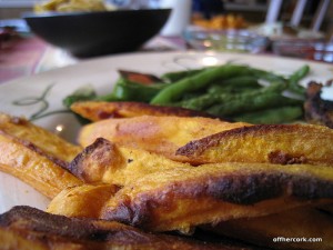Sweet potato fries and green beans 