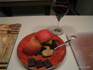 Apple, chocolate, PB, and red wine 