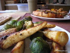 Brussel spouts and parsnips 