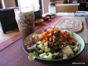 Smoothie and salad