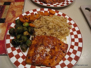 Fish, rice, and veggies 