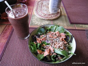Smoothie and salad