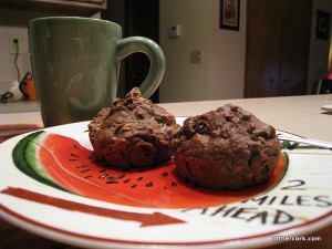 tea and chocolate zucchini muffins