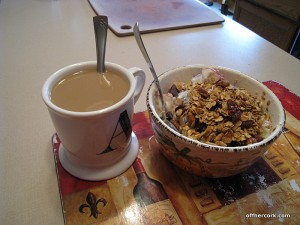 coffee, yogurt and granola 