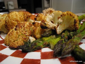 Roasted cauliflower and asparagus 