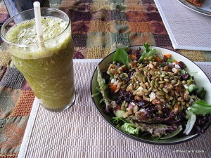 Salad and smoothie