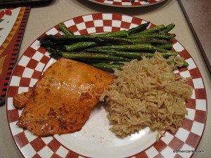 Salmon, asparagus, and brown rice 