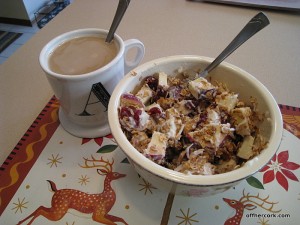 Coffee, yogurt with granola 