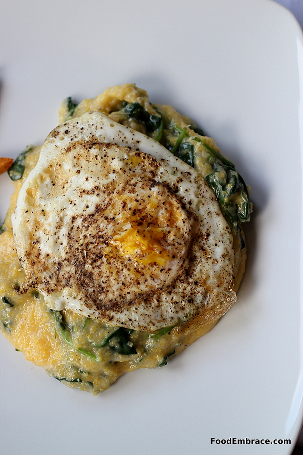Buttermilk Cheddar Grits With Greens | Food Embrace