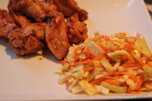 Chicken wings and cole slaw