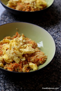 Cauliflower fried rice with scrambled eggs