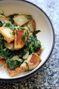 roasted potatoes and spinach