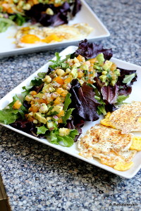 Fried eggs and side salad
