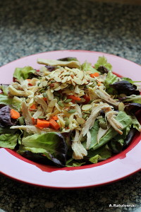 Salad with pulled chicken