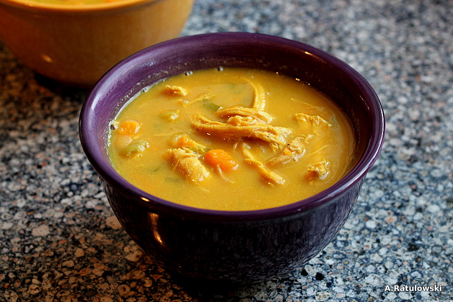 Chicken and sweet potato coconut curry soup