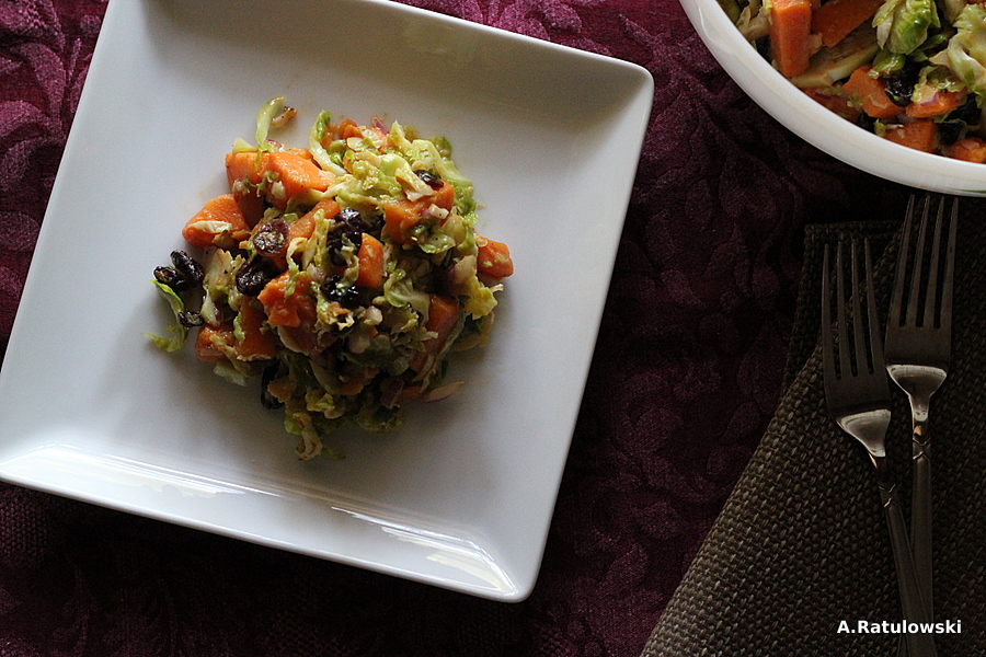 Shaved Brussels Sprouts and Sweet Potato Salad