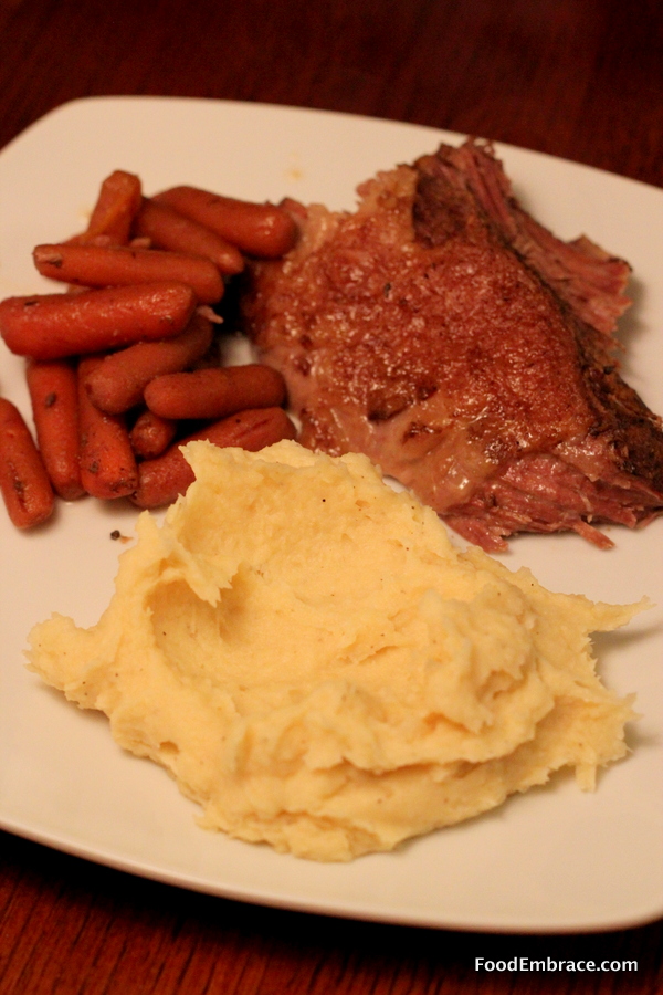 Beef roast, carrots, mashed parsnips