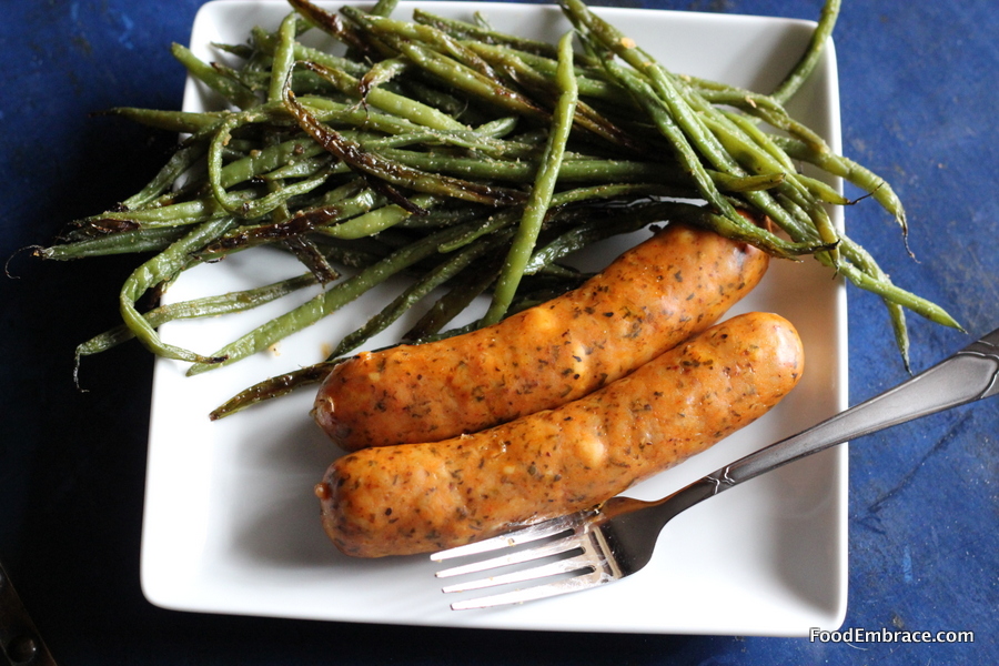 Chicken basil sausage and green beans