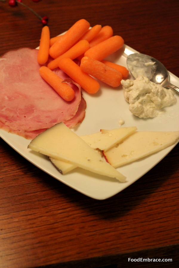 Ham, Cheese, Carrots, Dip