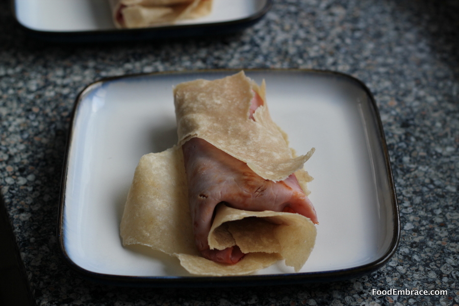 Ham and egg on gluten free wrap