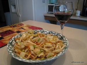 Udon noodles with chick and veg