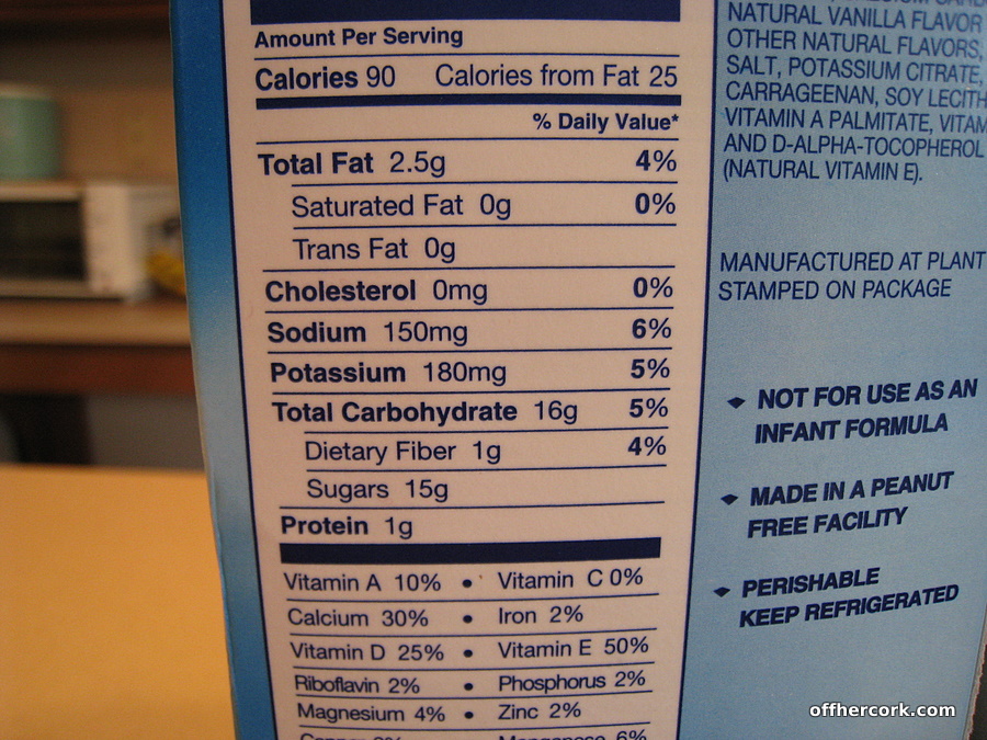 Nutrition Facts Almond Milk Vanilla | Besto Blog