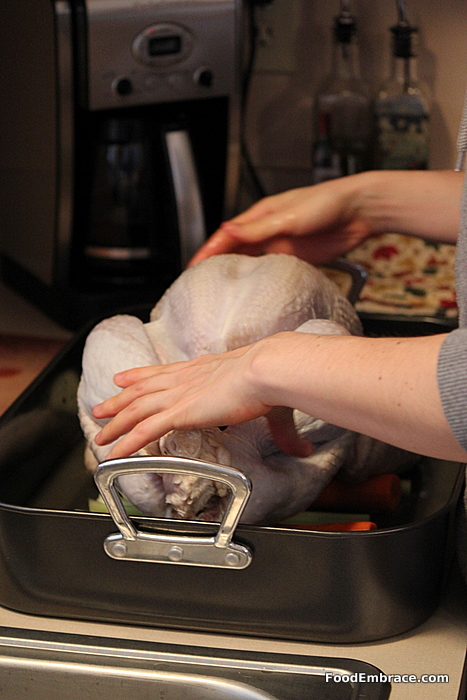 Turkey in  a roasting pan