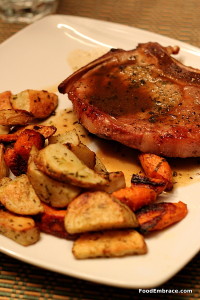 Pork chop and roasted veggies