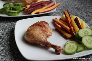 Chicken leg and veggies